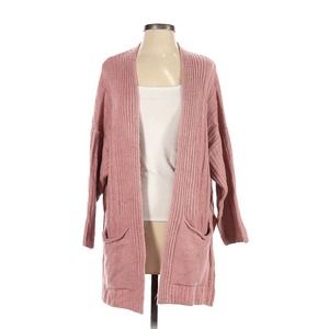 Women's Topshop Long Oversized Knit Open‎ Cardigan Coral Pink Size Extra Small